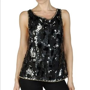 Fancy Sequined blouse - beads racer tank XS